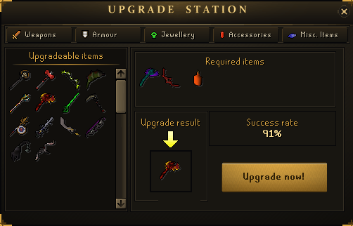 Drakoria upgrade station interface